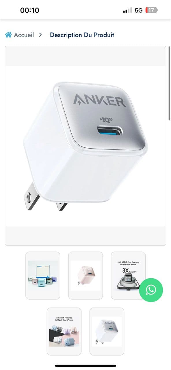 Chargeur Anker Nano 20W USB-C