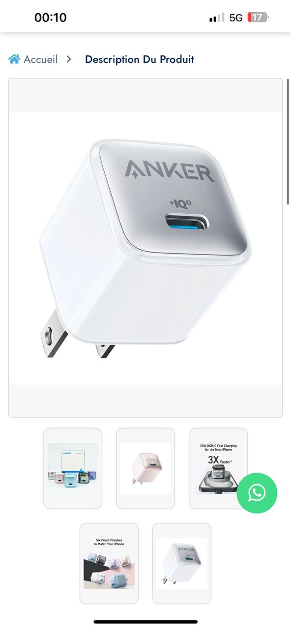 Chargeur Anker Nano 20W USB-C