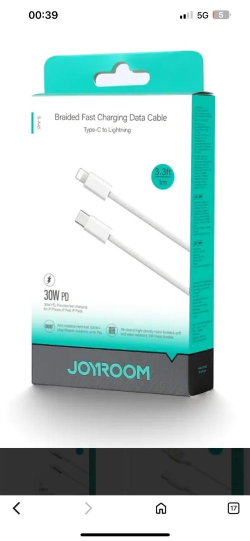 Câble Joyroom USB-C vers Lightning 30W (1m)